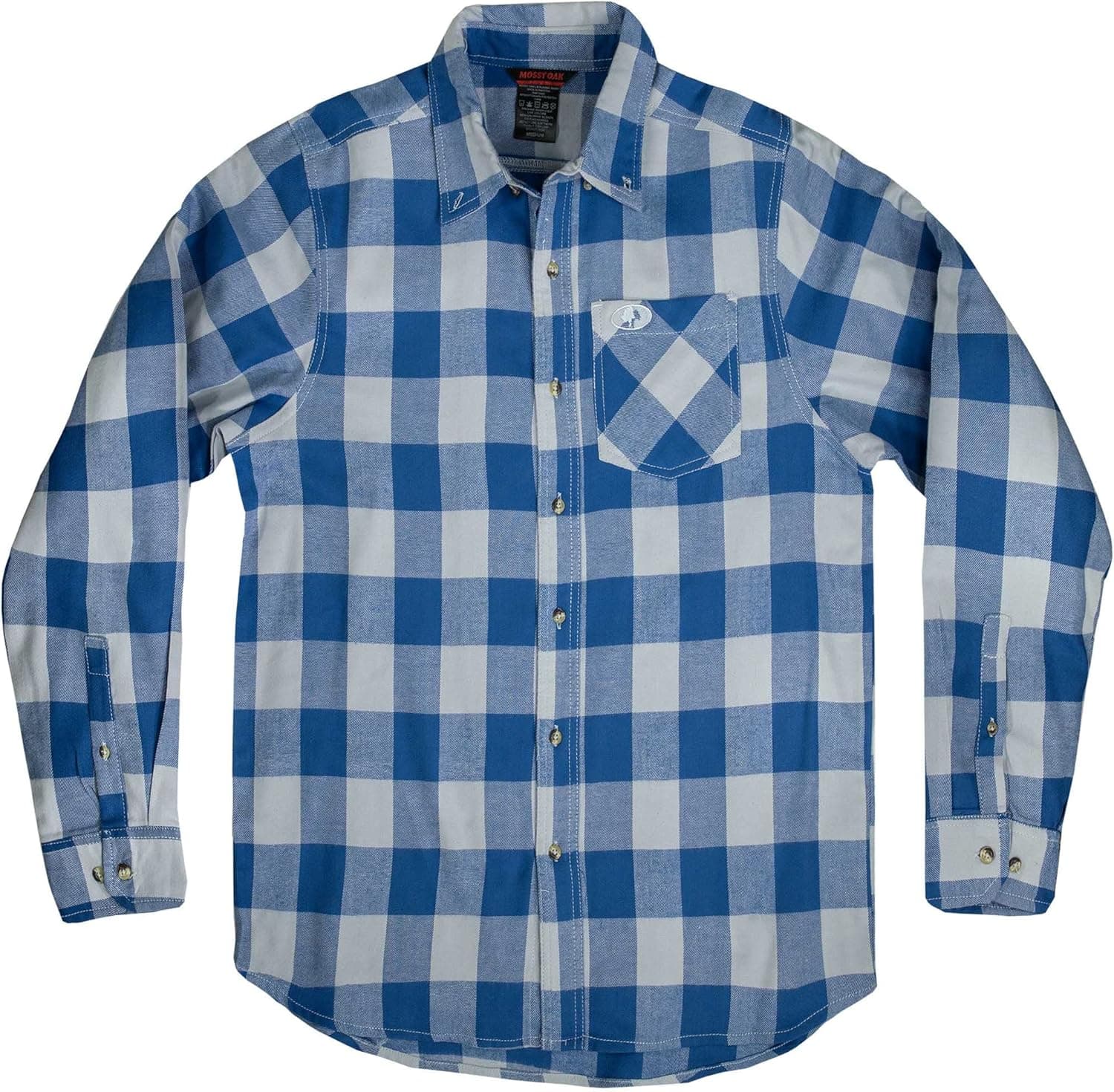 Mossy Oak Flannel Shirt for Men, Buffalo Plaid Long Sleeve Mens Flannel Shirts