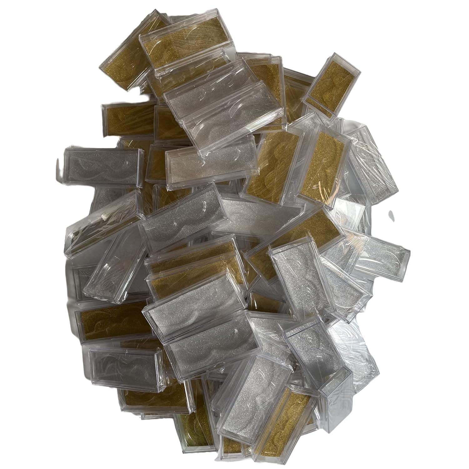 100 Pcs Empty Lash Boxes Wholesale Glitter Paper Plastic Lashes Cases Storage Bulk Pack with Eyelash Holders