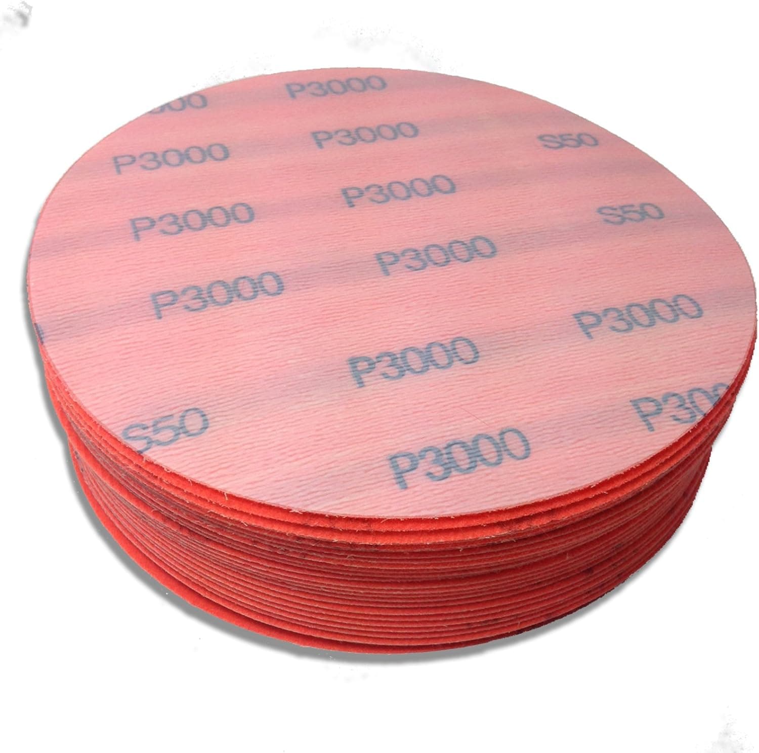 Red Label Abrasives 5 Inch 3000 Grit High Performance Hook and Loop Wet/Dry Auto Body Film Sanding Discs, 50 Pack