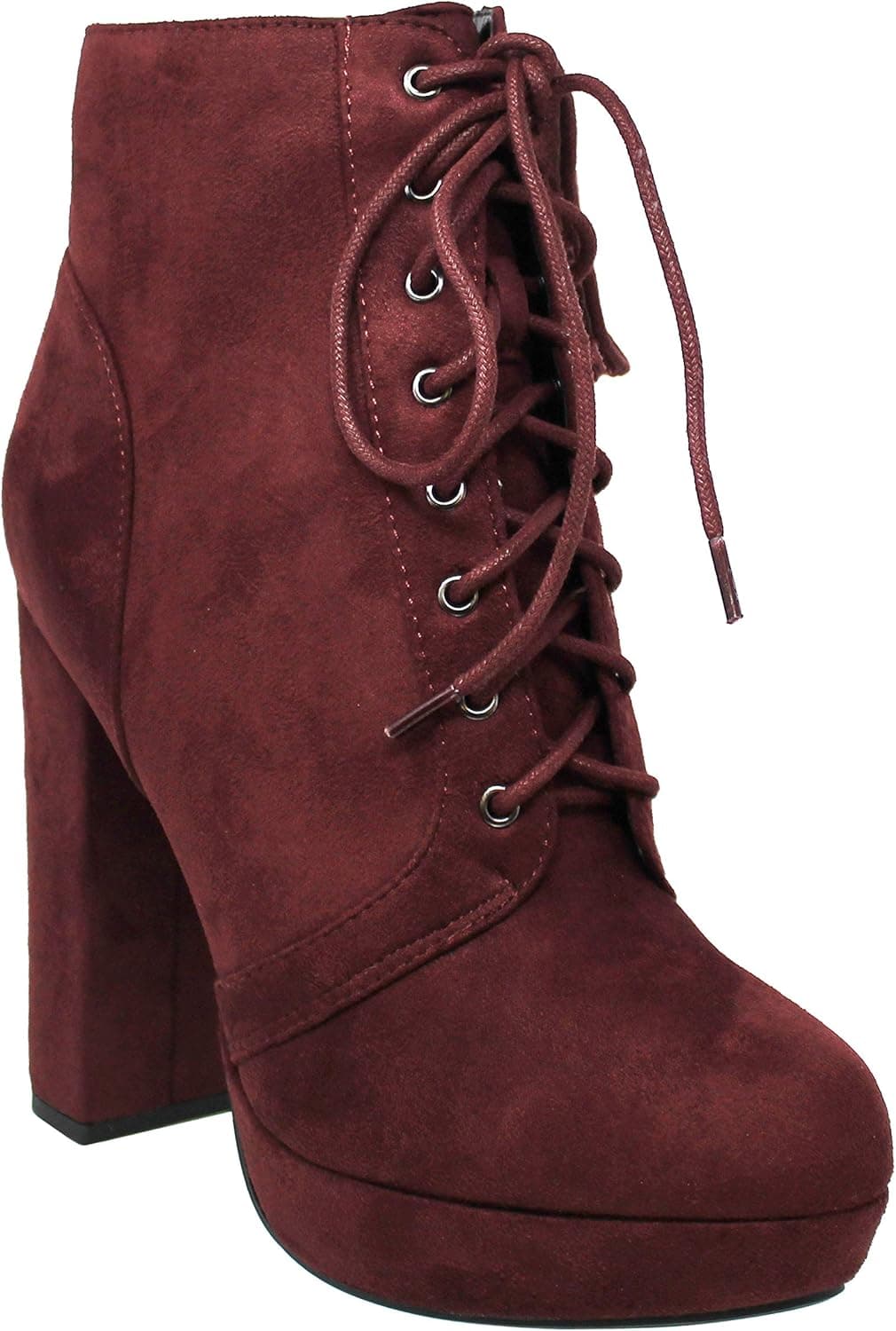 MVE Shoes Women's Ankle Bootie Side Zip Chunky Heel Boots