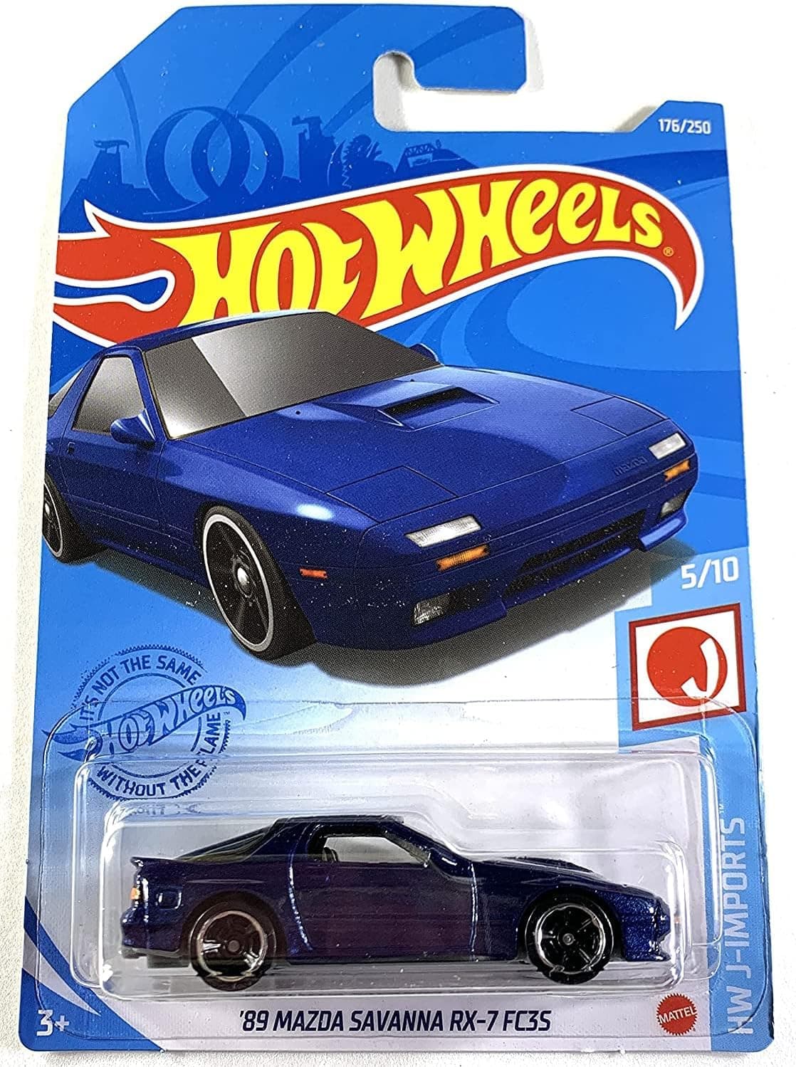 Hot Wheels 2021, '89 Mazda Savanna RX-7 FC3S Midnight Blue, HW J-Imports 5/10, 176/250