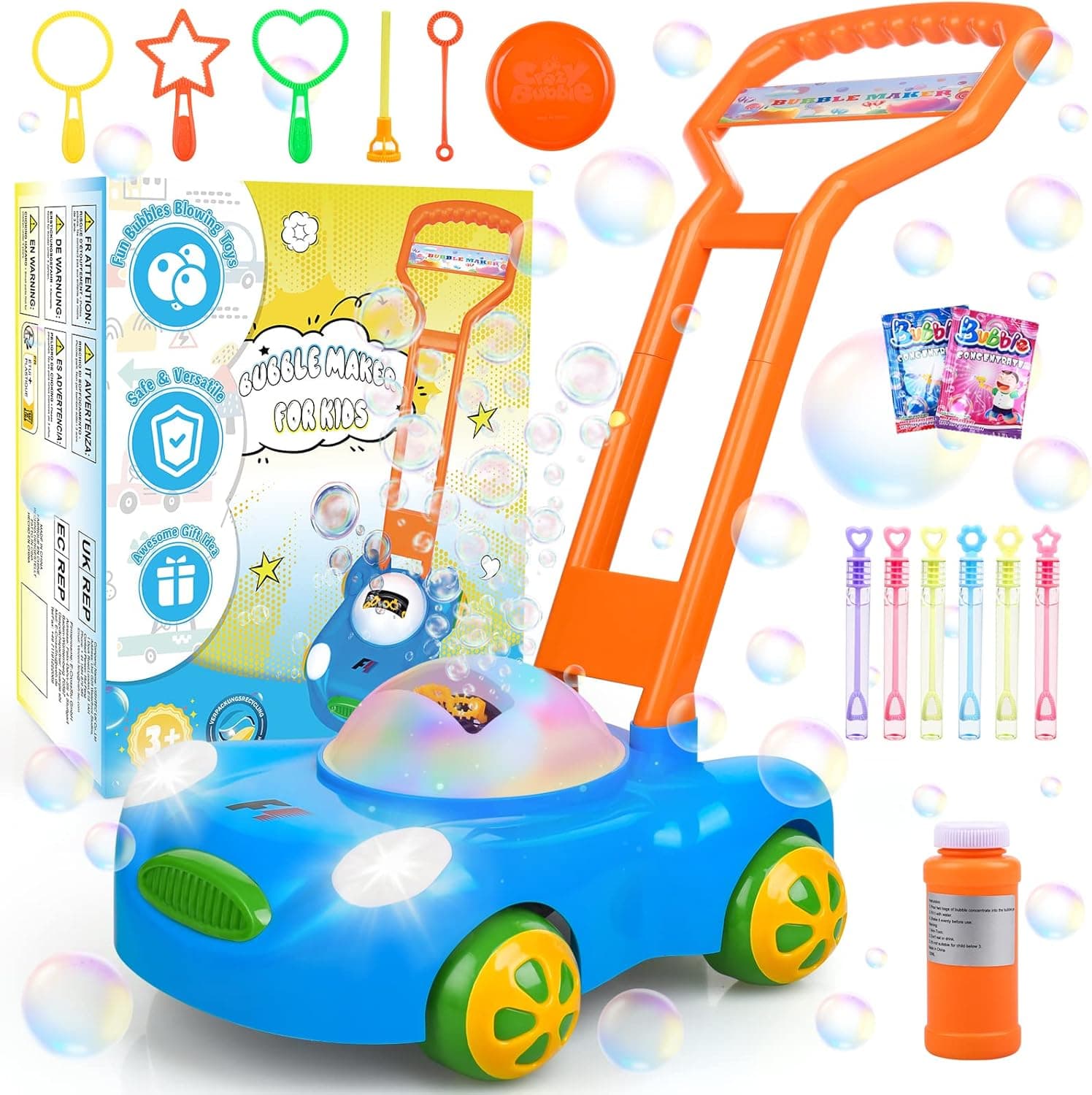 Biulotter Bubble Lawn Mower for Toddlers,Bubble Machine Blower Blaster Lawn Mower Maker Bubble Toy Automatic Electric,Summer Outdoor Push Toys Birthday Toys Gifts for Kids