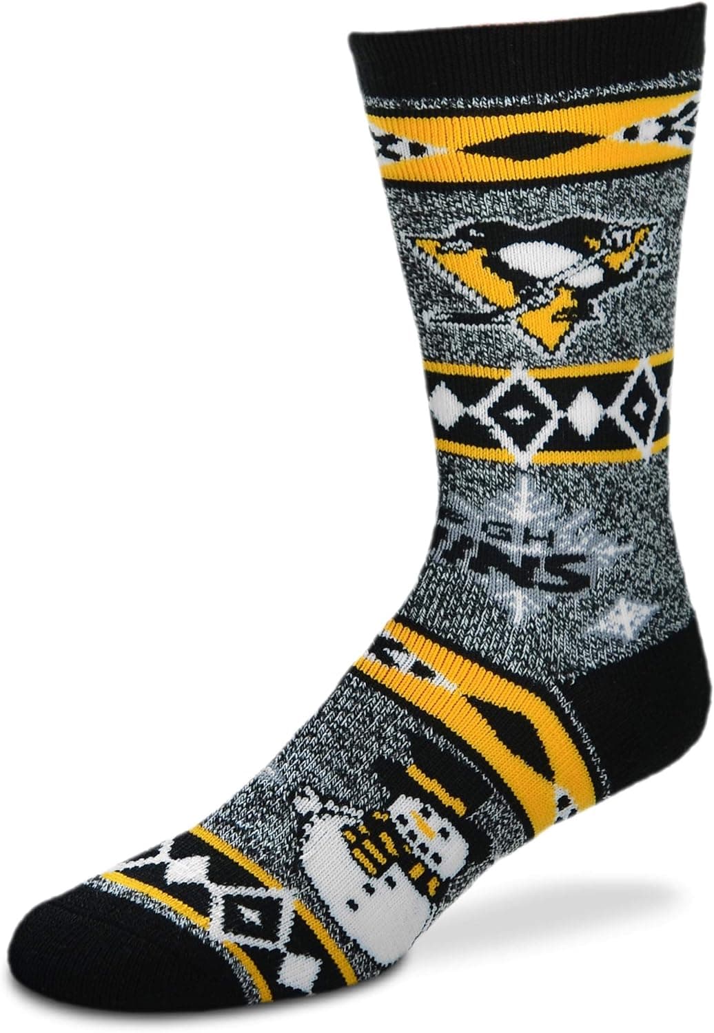 For Bare Feet NHL Ugly Christmas Holiday Snowman Socks-Size Large (10-13)