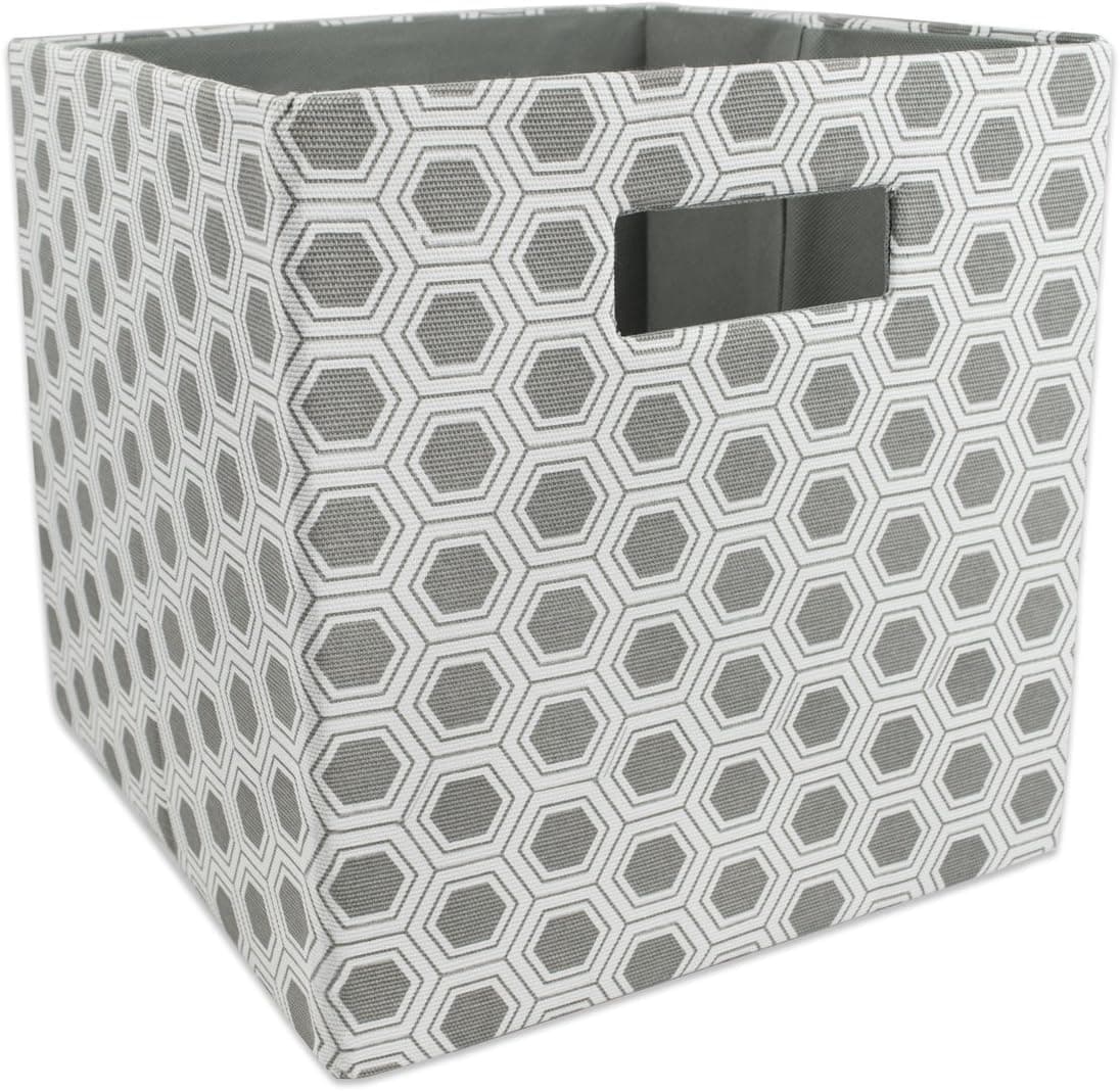DII Collapsible Polyester Storage Cube, Honeycomb, Gray, Small