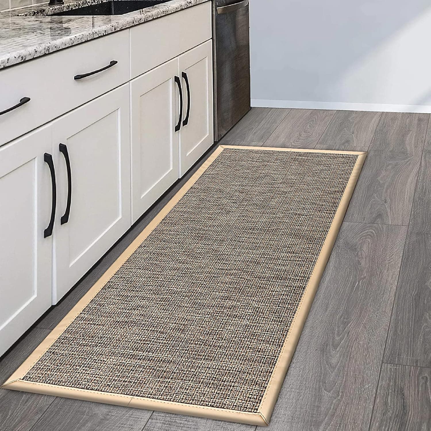 Kitchen Mat, Anti Fatigue Waterproof Braided Kitchen Rug with Grip Pad, Resist Dirt Floor Mats Bedroom Rug Area Rug for in Front of Sink, Kitchen, Laundry Room, Bathroom, Living Room, 20"x47"