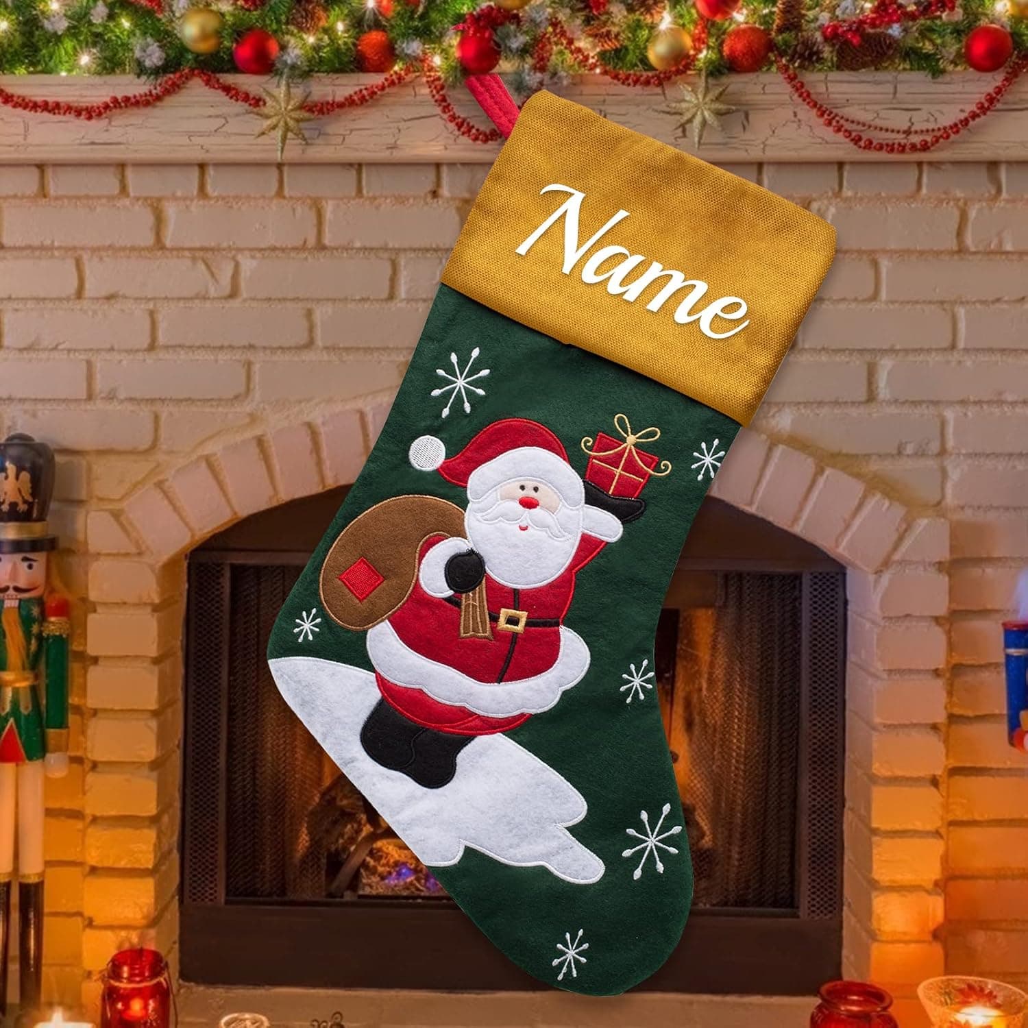 VPkiirai Personalized Christmas Stockings Set of 1 Custom Christmas Stockings with Name Family Ornament for Xmas Holiday Decoration