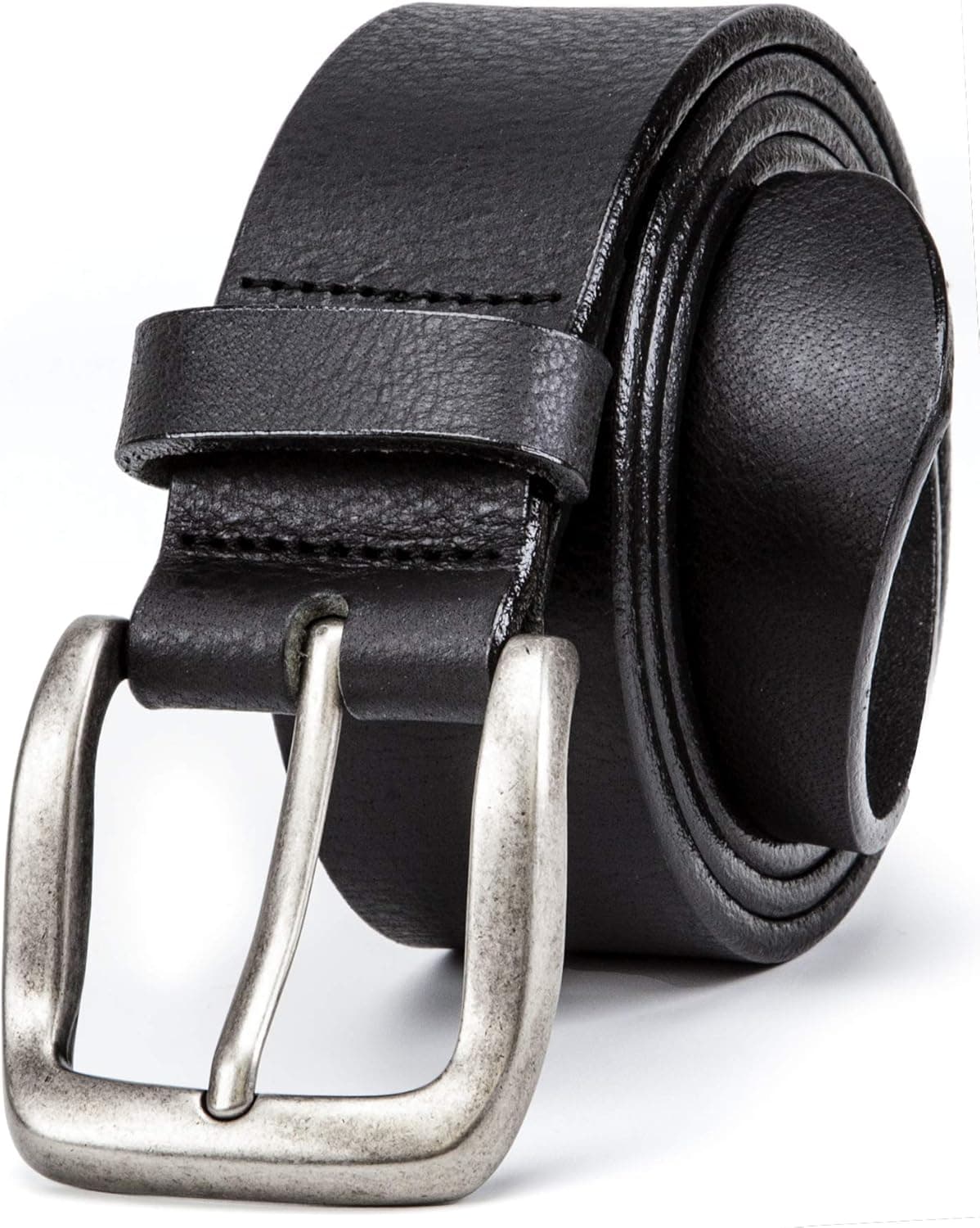 Lebrutt Genuine Men's Leather Belt, Full Grain Leather, Casual Jeans Leather Belts for Men, Hand Made in Canada