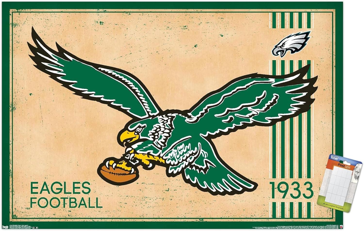 Trends International NFL Philadelphia Eagles - Retro Logo 14 Wall Poster, 22.375" x 34", Poster & Mount Bundle