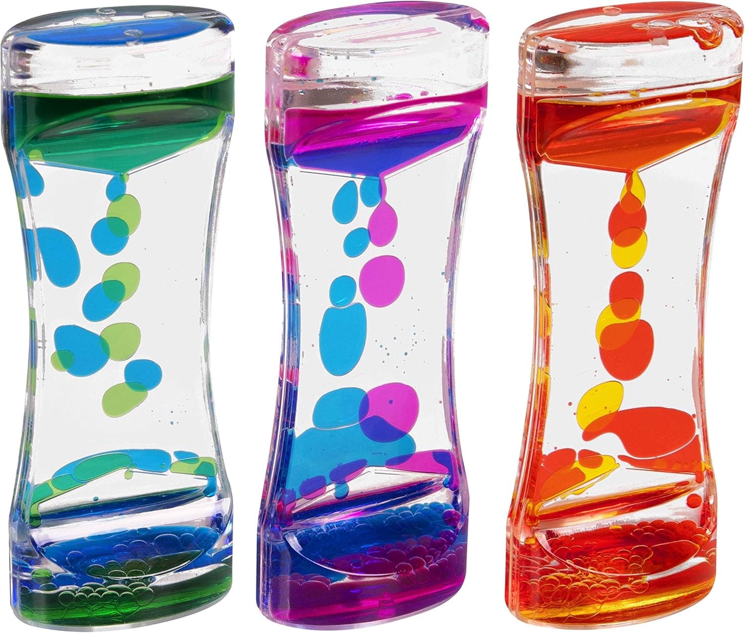 Narwhal Novelties Liquid Motion Bubbler for Kids and Adults - Hourglass Liquid Bubbler/Timer for Sensory Play Toys, Fidget Toy and Stress Management (3 Pack)