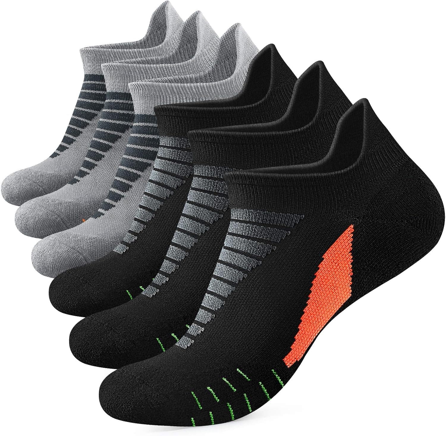 Mens Ankle Athletic Running Sport Tab Low Cut Socks for Men 6 pair Socks Cushion