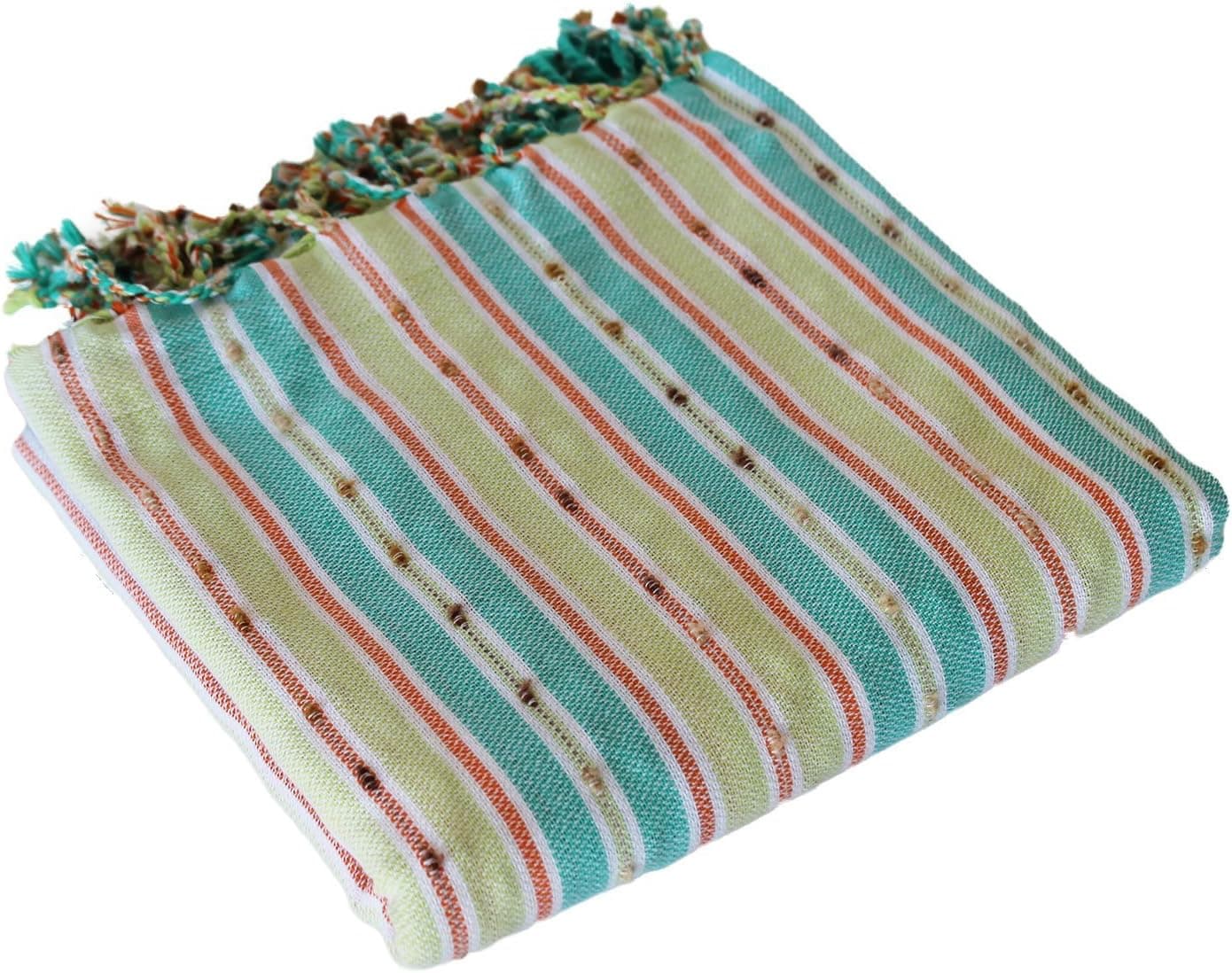 InfuseZen Oversized Turkish Peshtemal Bath Towel in Modern Stripes, Extra Large Turkish Towel, 100% Cotton Fouta Towel, Thin and Absorbant Bath Sheet, Pool Towel or Beach Throw (Mint)