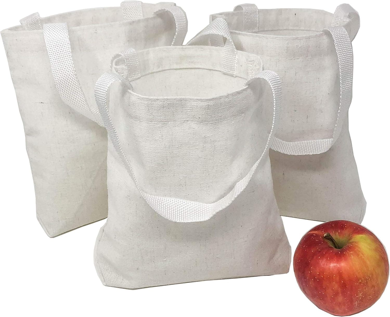 Podzly 12 DIY Blank Mini White Canvas Tote Bags 8"x8" - Bulk Bags