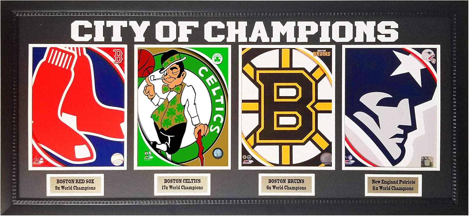 Boston New England City of Champions Red Sox Celtics Patriots Bruins Celebration 18"x30" Frame