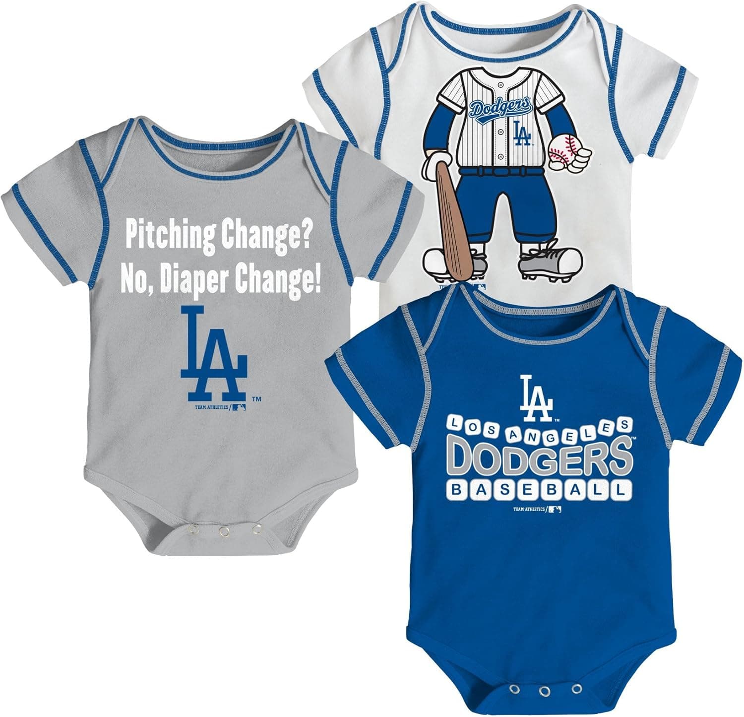 MLB Los Angeles Dodgers Boy's Onesies Pack (3-Piece)