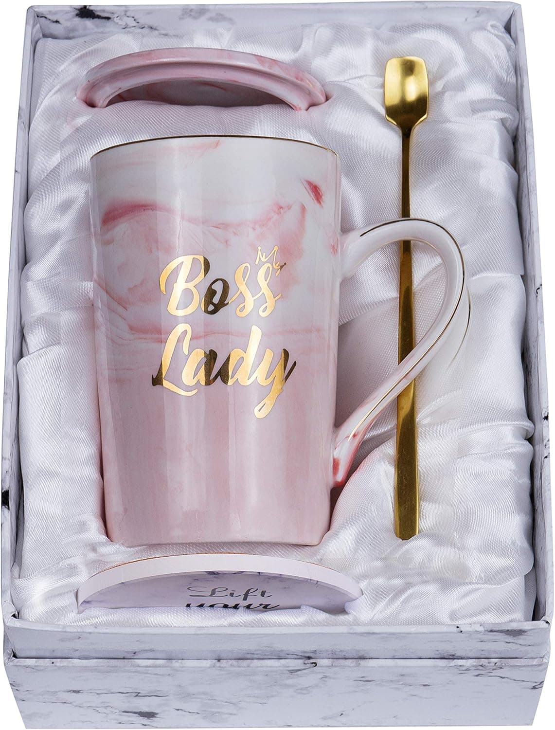 Jumway Boss Lady Mugs - Best Gifts for Mom and Female Boss Friend - Boss Gifts Birthday Gifts for Women Boss Mom 14oz Marble Ceramic Coffee Mug