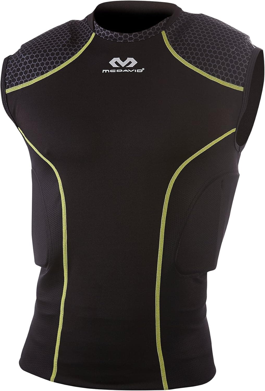 McDavid Rival Compression Padded Shirt. 5-Pad Protection for Shoulders, Ribs and Spine. For Football, Lacrosse, Hockey and more. Youth and Adult.
