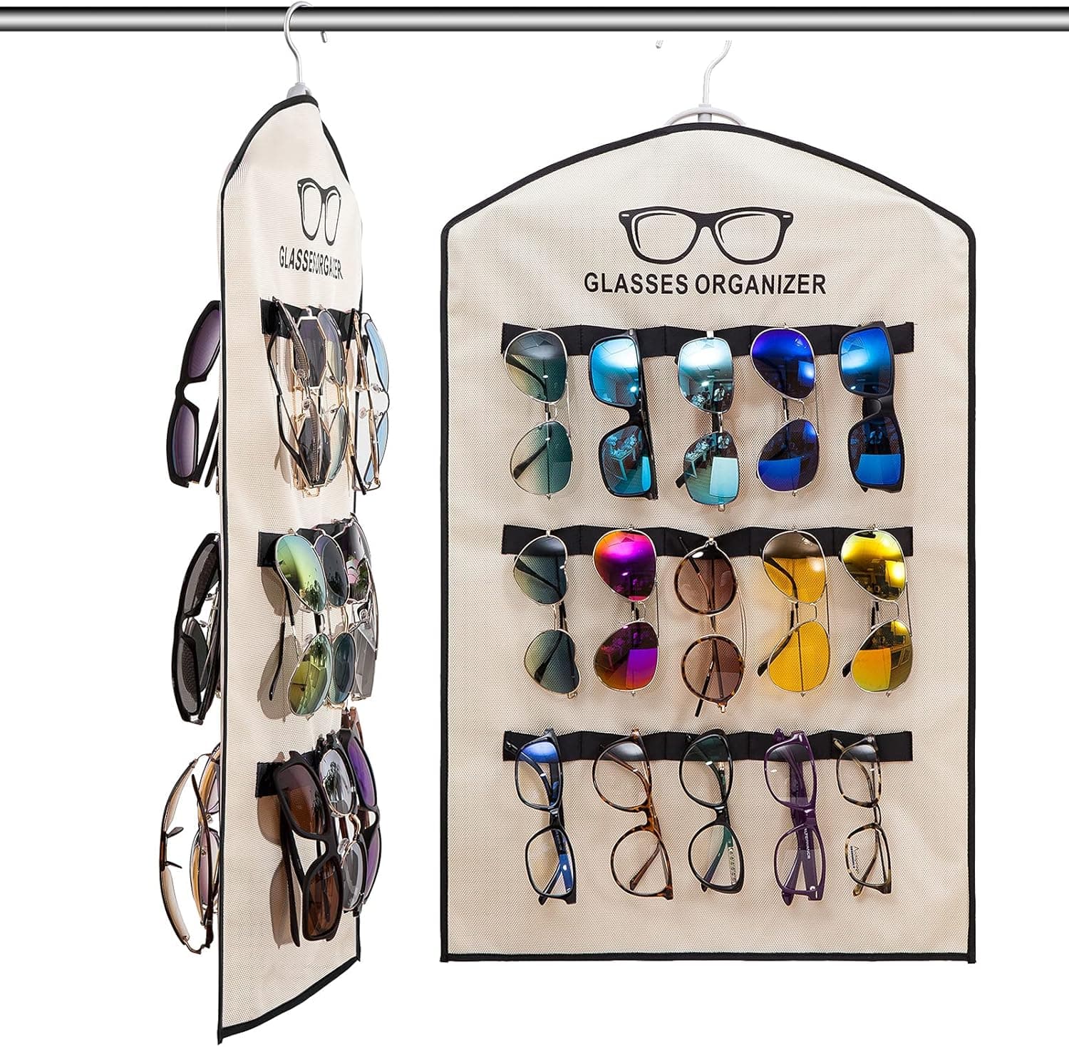 TRIUMPH VISION Hanging Sunglasses Organizers Eyeglasses Holder Stand, 30 Slots Eyeglass Case Eyewear Wall Organizer Multiple Eyeglasses Storage Sunglass Wall Mount Foldable Travle Glasses Case