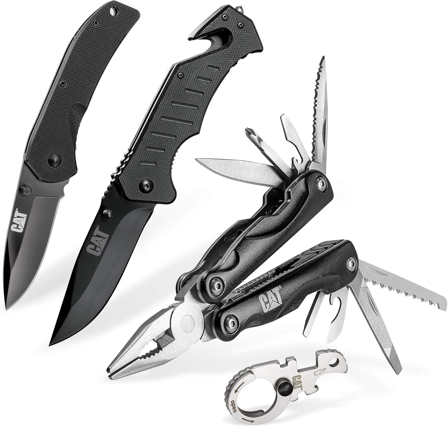 Caterpillar - 4 Pc. Mft, Folding Knife, Pocket Tool Set, Tool Sets, Knives/Blades - No Utility, Knives - Folding (980103)