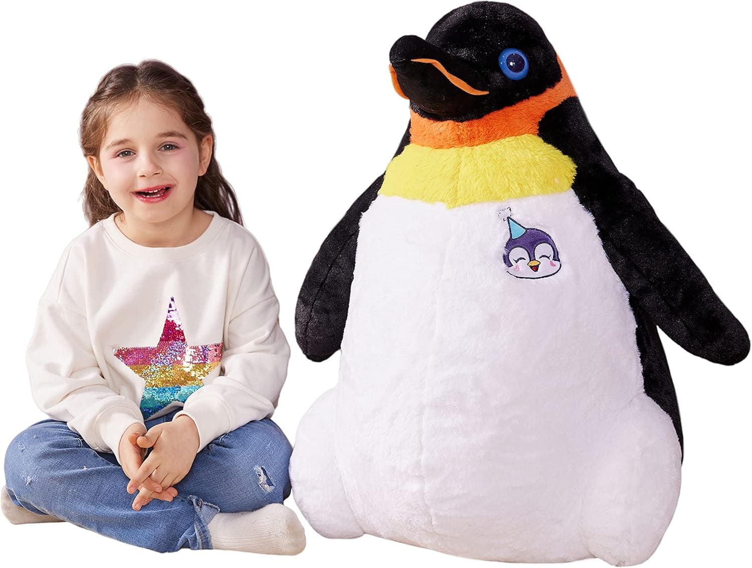 IKASA Large Emperor Penguin Stuffed Animal Plush Toy,Giant Cute Jumbo Soft Toys,Huge Big Size Fluffy Plushy Fat Oversized Plushie,Gifts for Kids Girls Boys Girlfriend Children (23 inches, Black)