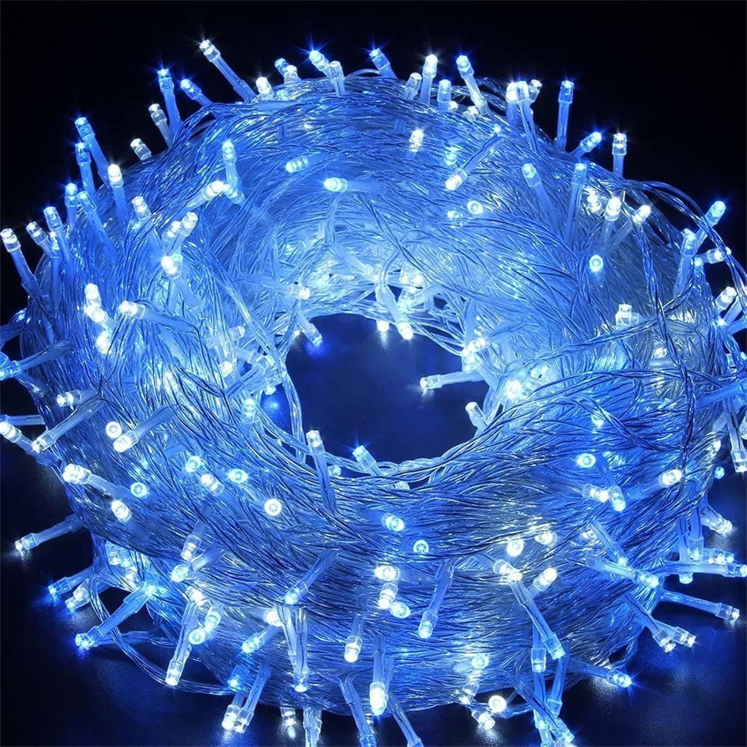 FULLBELL Blue Lights Fairy Lights 33ft 100 LED with Memory Controller, Extendable Indoor Outdoor String Lights Wedding Decorations for Bedroom Festival Party Patio Decor - Blue