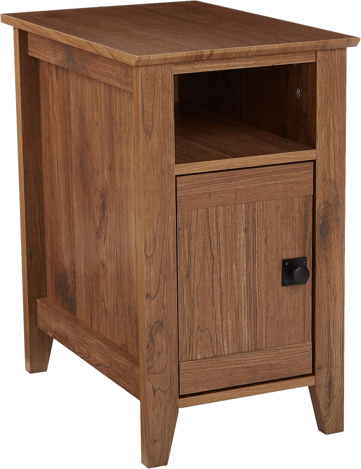 Amazon Basics Traditional End Table/Nightstand with Cabinet, Cherry