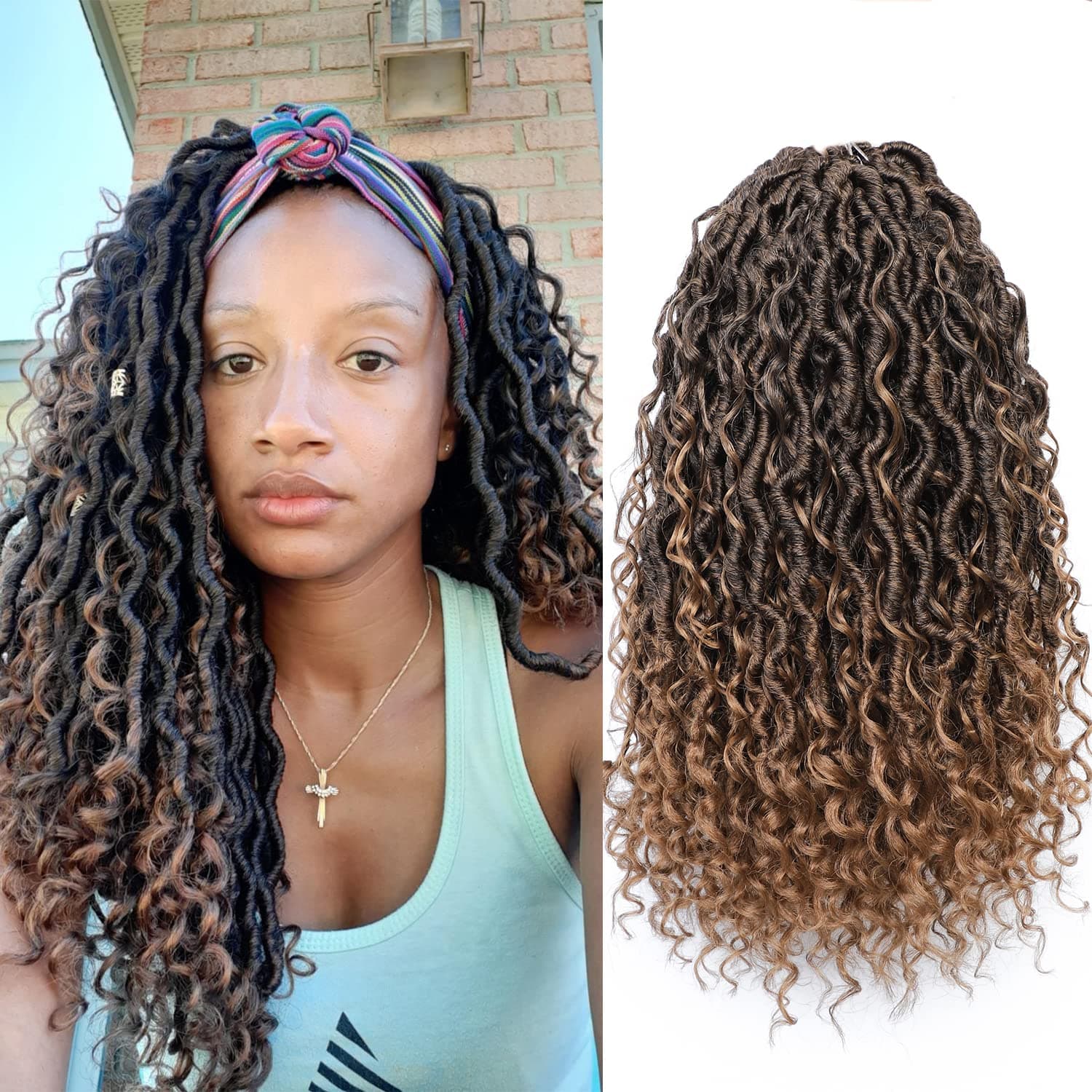 14inch Goddess Locs Crochet Hair 6packs Faux Locs Crochet Hair with Curly Ends River Locs Crochet Hair For Black Women Pre Looped Crochet Braids