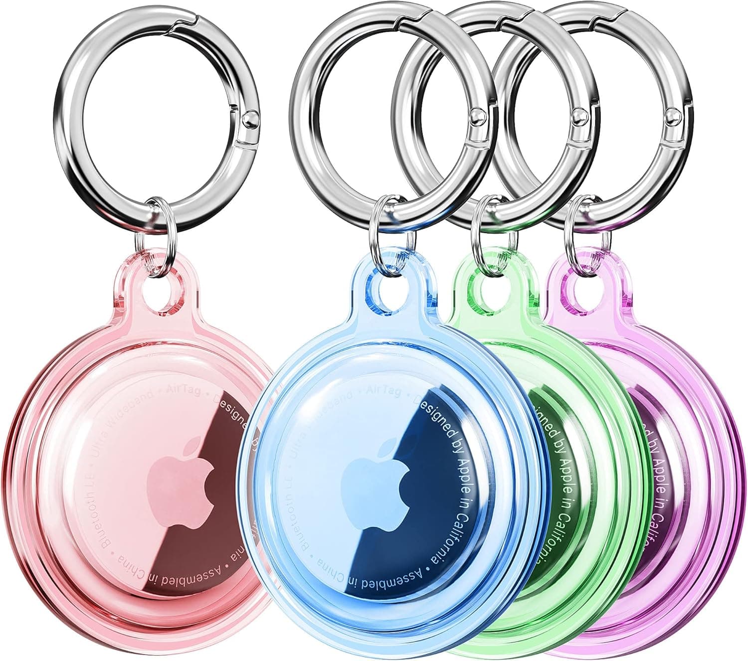 Waterproof Airtag Holder, DDJ 4 Pack Airtag Keychain, AirTag Case for Dog Collar, Luggage, Keys, Full Body Anti-Scratch Protective (4 Colors)