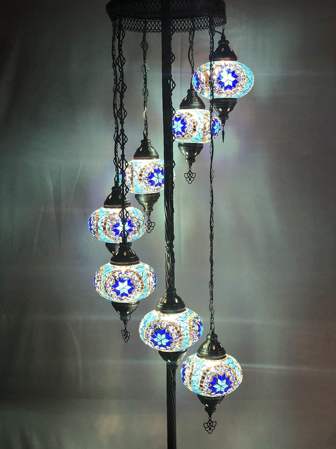 7 balls Turkish mosaic floor lamp handmade glass lighting ottoman moroccan