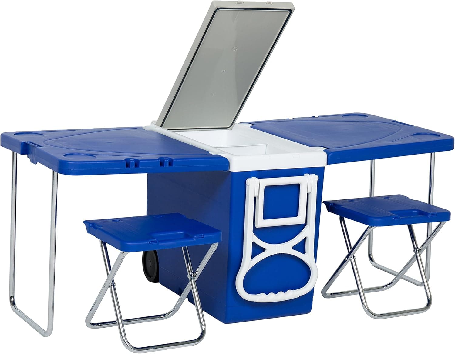 Best Choice Products Multi Function Outdoor Rolling Cooler W/Table And Chairs