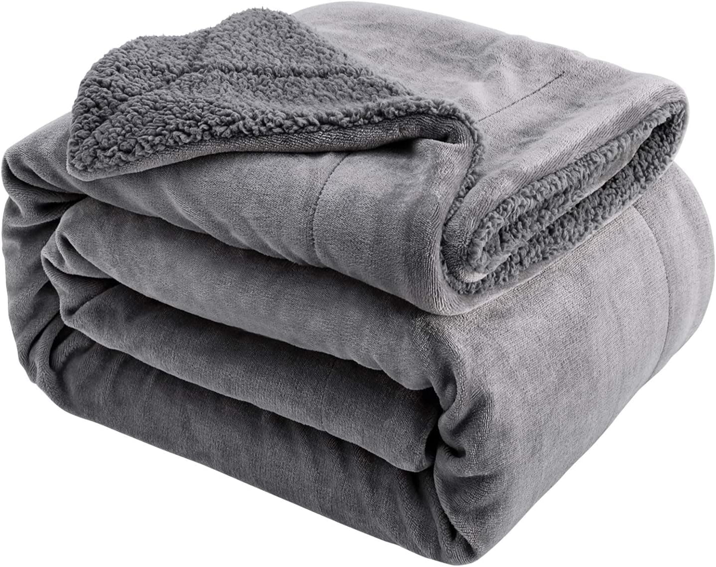 Sivio Sherpa Fleece Blanket Queen Size 90x90 Inches Dual Sided Grey Plush Throw Blanket Fuzzy Soft Blanket Microfiber for Couch, Bed, Sofa Ultra Luxurious Warm and Cozy for All Seasons