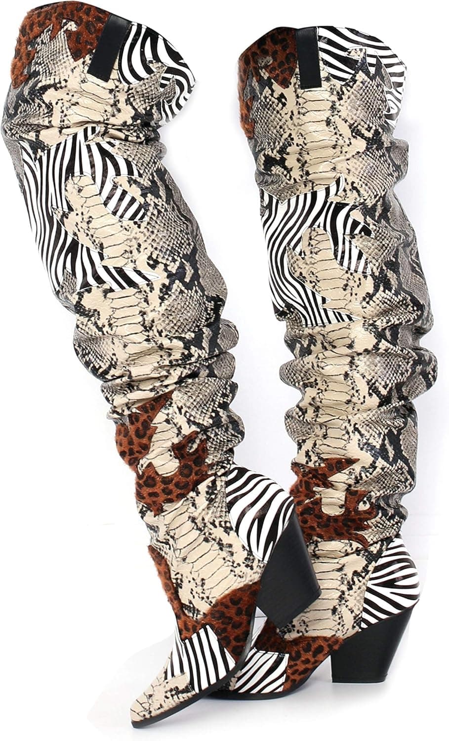 Cape Robbin Hilda Cowboy Boots Women, Over The Knee Western Cowgirl Boots with Chunky Block Heel
