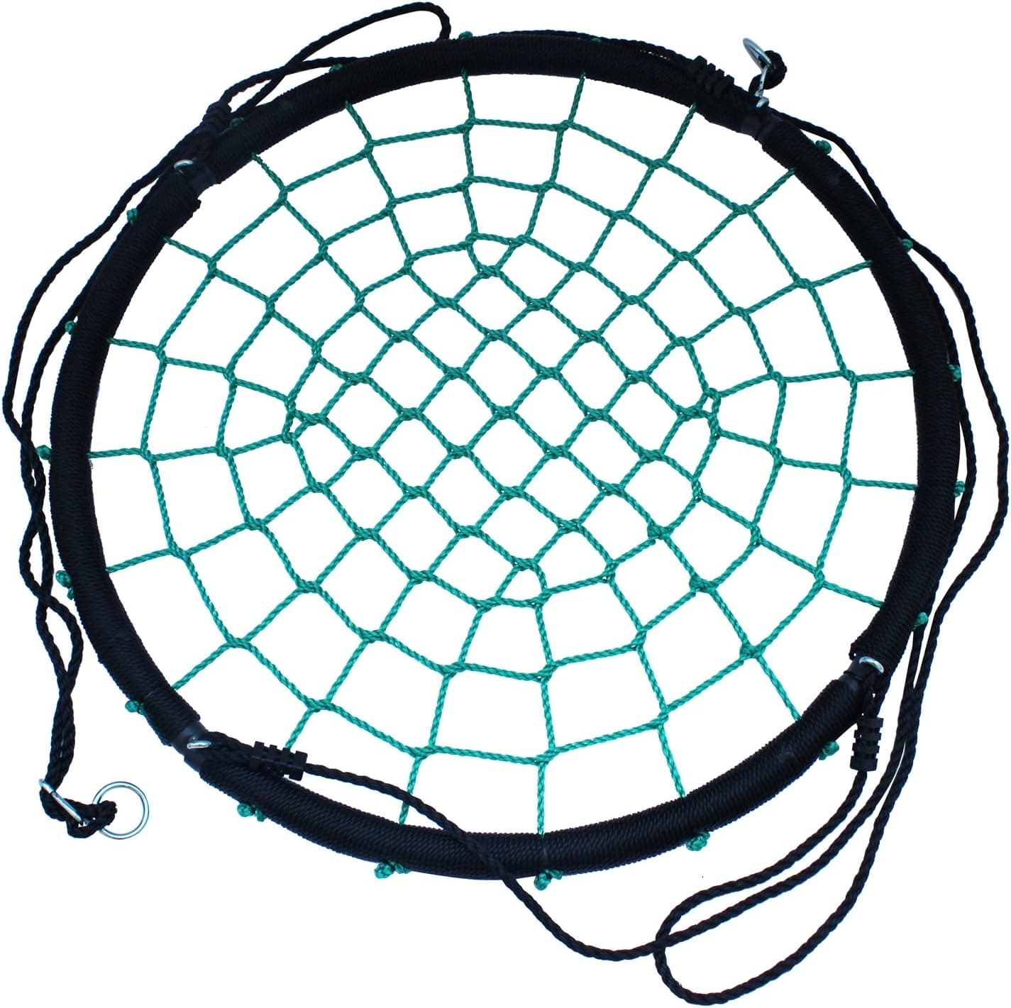Movement God Spider Web Tree Swing with Adjustable Hanging Ropes - Extra Large 40" Diameter Kids Indoor/Outdoor Round Net Swing - Super Strong Holds 600 lbs (Green)