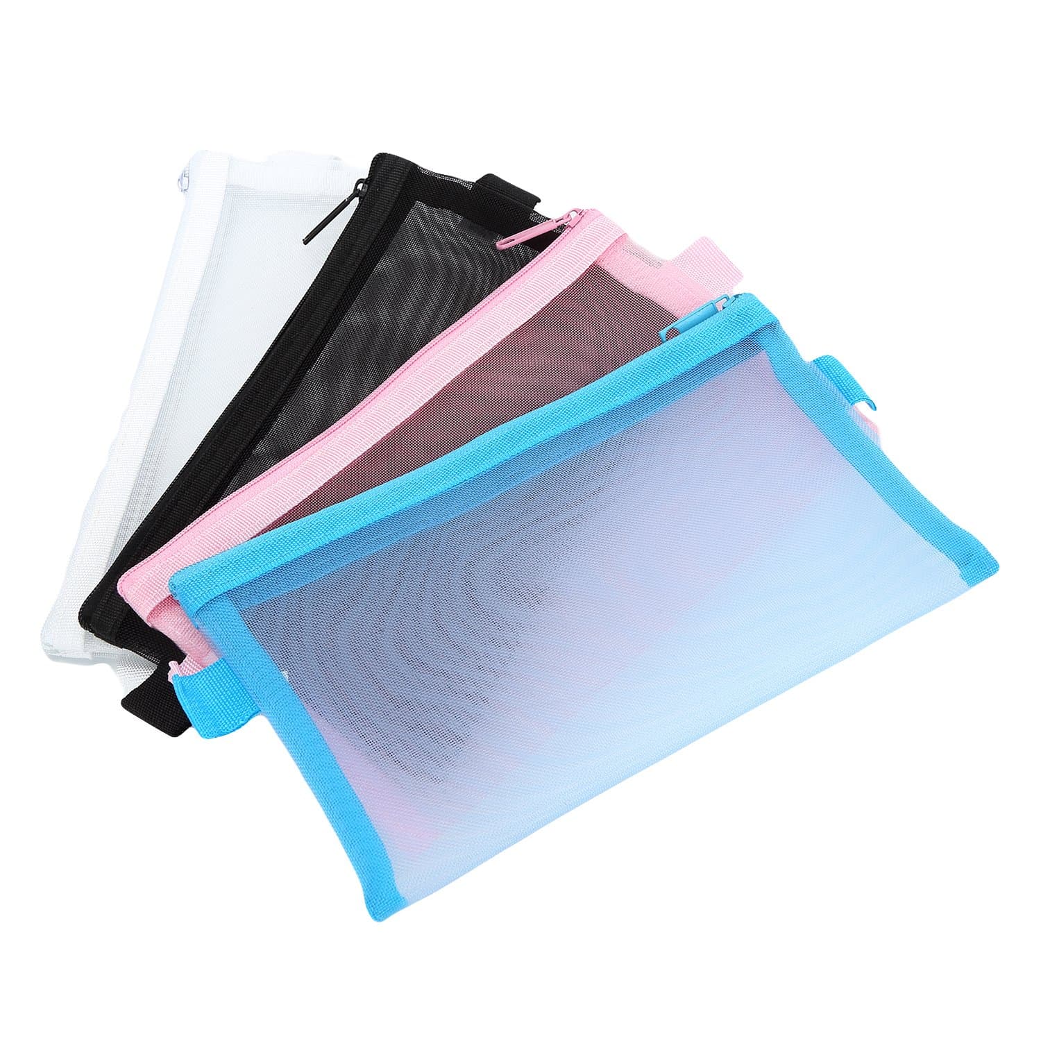 HOYOFO Travel Mesh Makeup Bag See Through Zipper Cosmetic Organizer Pouches Pack of 4 Multicolored