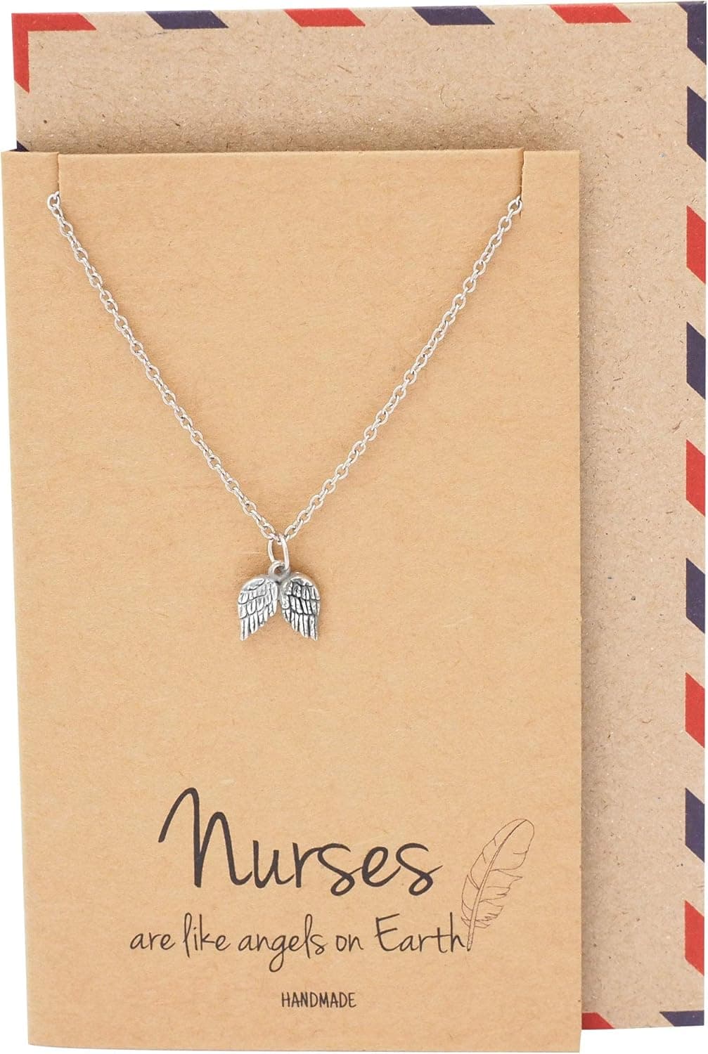 Quan Jewelry Nurse Necklace Handcrafted Angel-Wings Pendant, Thank you Appreciation Graduation Gift Ideas, Presents for Nurses, RN, Pre-Med Students, Doctors, Friendship Necklace