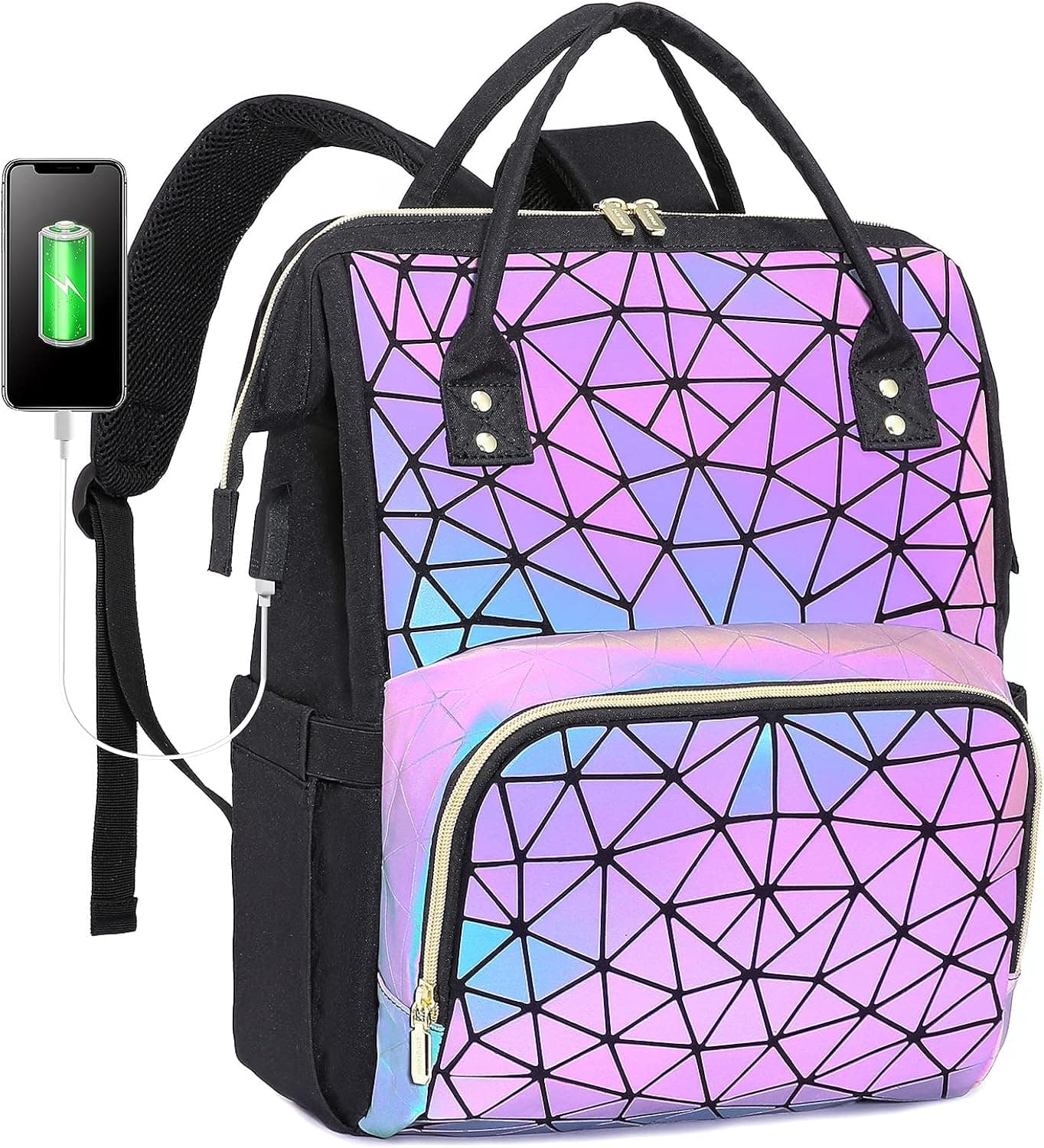 LOVEVOOK Geometric Luminous Purses and Handbags for Women Holographic Reflective Crossbody Bag Wallet