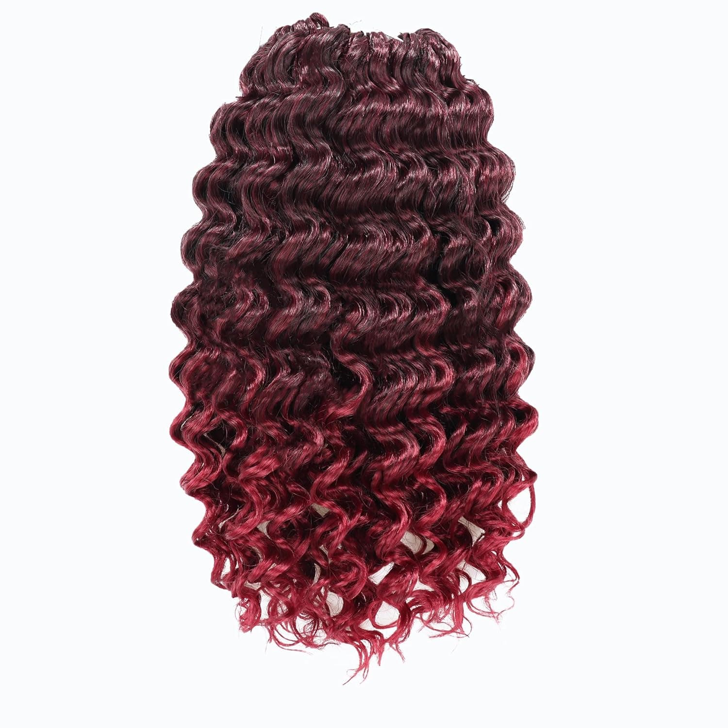 Deep Twist Crochet Hair 14 Inch - 8 Packs Ombre Burgundy Deep Twist Crochet Braids, Ocean Wave Deep Wave Synthetic Braiding Hair Extensions Pelokaa(14 Inch,T118)