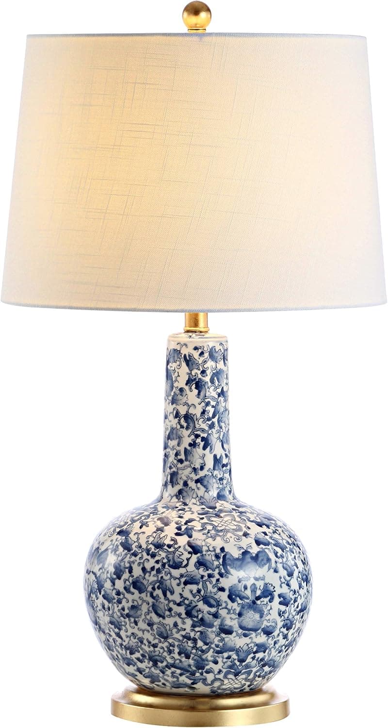 JONATHAN Y JYL5051A Chinois 30" Ceramic/Iron Classic Cottage LED Table Lamp Classic,Cottage,Glam,Traditional for Bedroom, Living Room, Office, College Dorm, Coffee Table, Bookcase, Blue/White