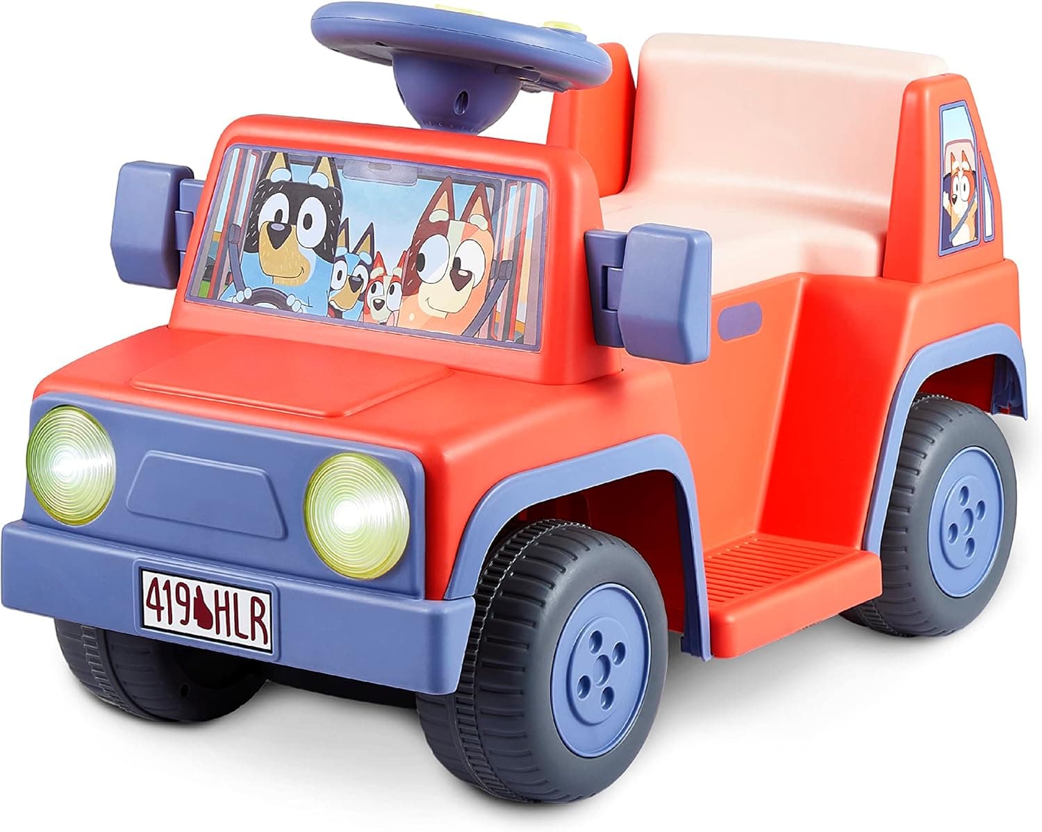 Bluey 6V Ride On Car for Toddlers - Interactive Electric Car for Kids with Sound Effects & Music, Riding Toy for Boys & Girls, Includes 6V Rechargeable Battery & Charger, Large
