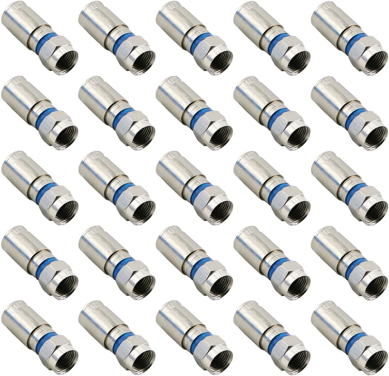 PASOW Compression RG6 F Connector Coax Coaxial Adapter Plug for Satellite & Cable TV (25 Pack)