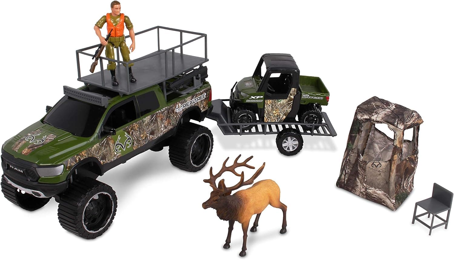 NKOK 1: 18 Realtree 10Piece Deluxe Ram 1500 Rebel & Polaris Ranger Elk Hunting Playset