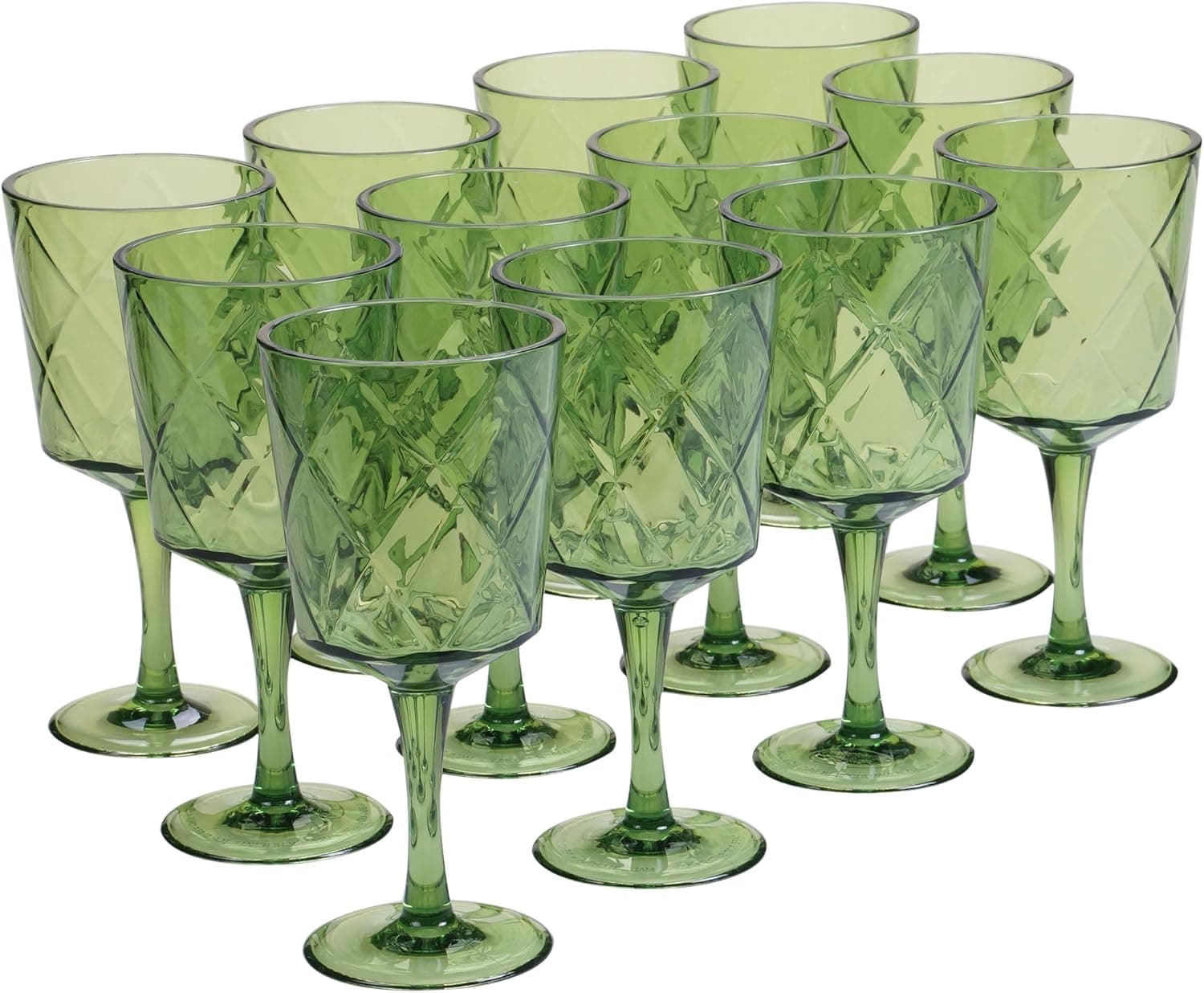 Certified International Green 13 oz Acrylic All Purpose Goblets (Set of 12), Green
