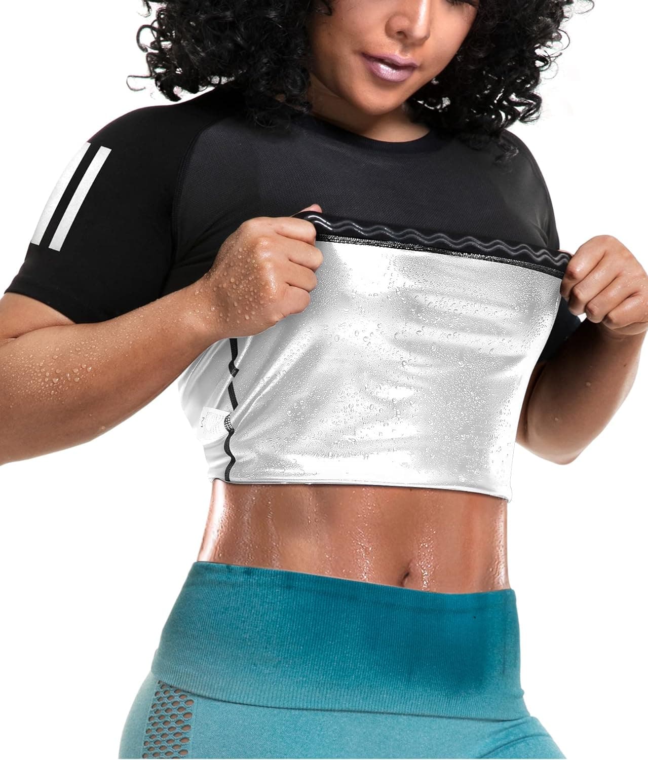 LMCOB Women's Sauna Sweat Shirt Athletic Tee Compression T-Shirt Heat Trapping Sauna Vest for Women