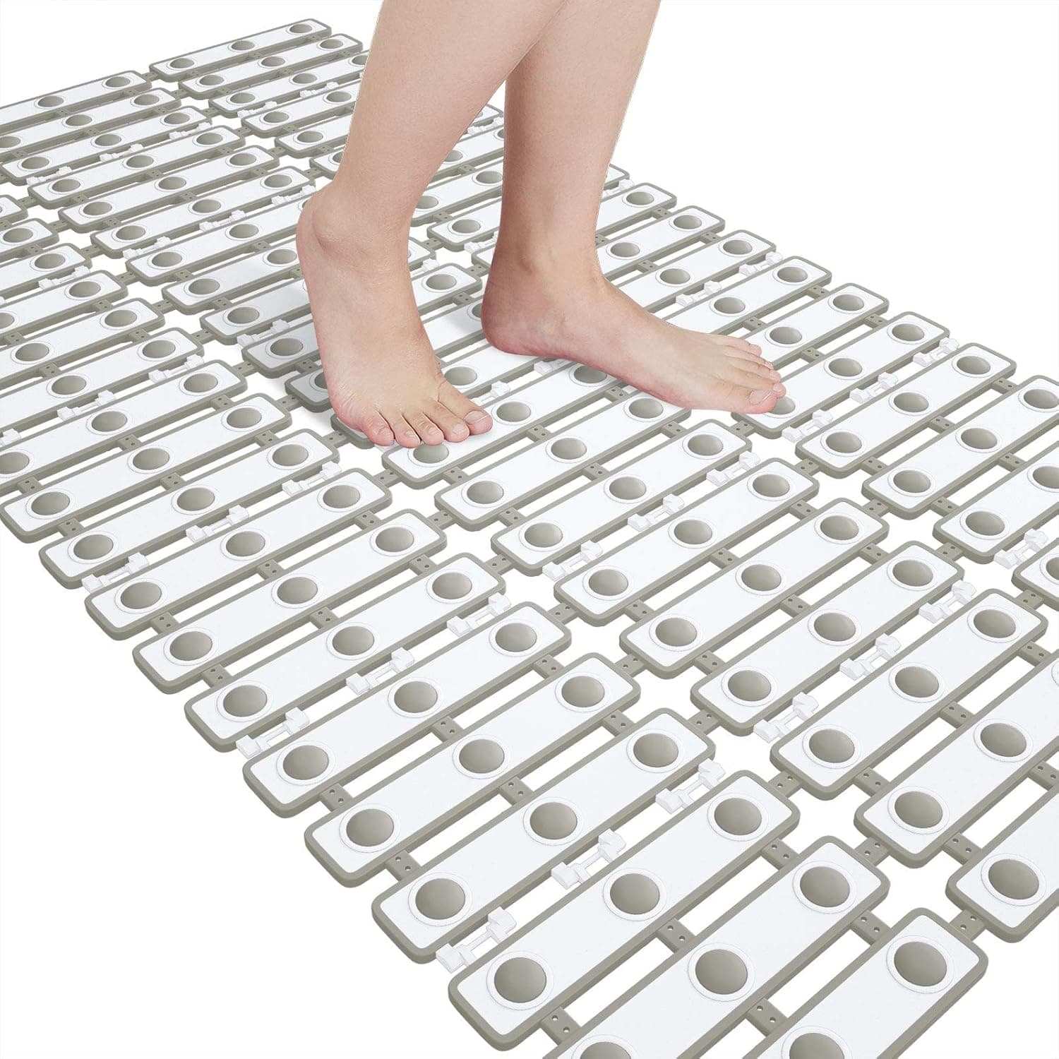 Yimobra Original Bathtub Mat Non Slip, Bath Shower Tub Mats with Suction Cups and Drain Holes, Machine Washable, BPA, Latex, Phthalate Free, Bathroom Stall Mat, Gray