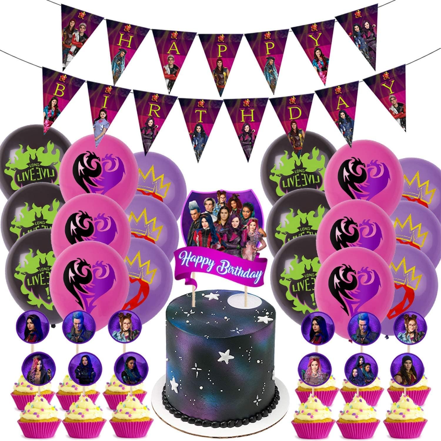 Nelton Birthday Party Supplies For Music Movie Includes Banner - Cake Topper - 24 Cupcake Toppers - 18 Balloons