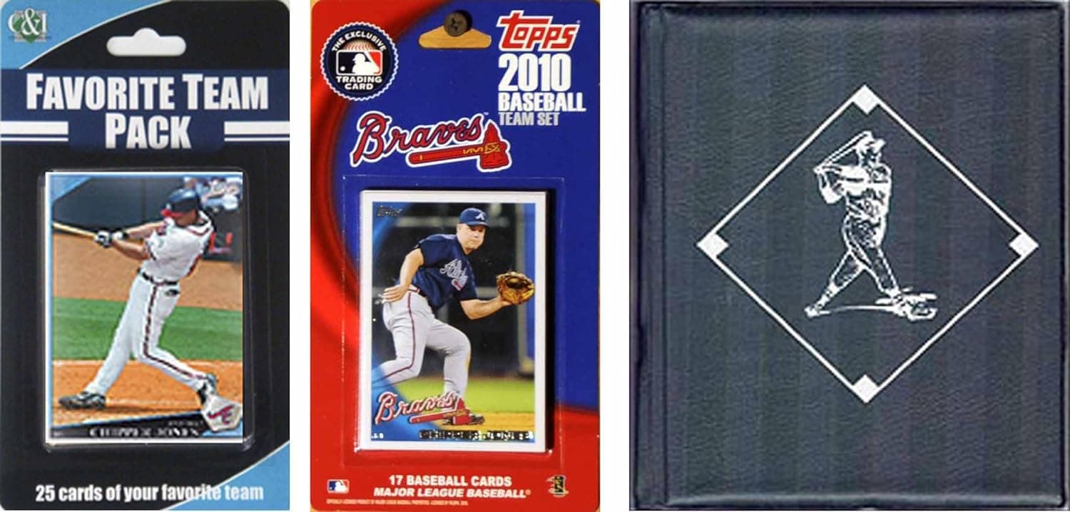 MLB Atlanta Braves Licensed 2010 Topps Team Set and Favorite Player Trading Cards Plus Storage Album