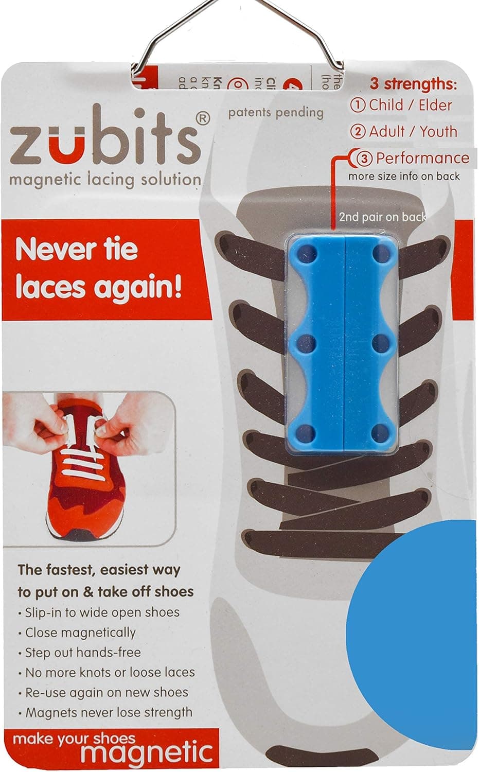 Zubits Magnetic Lacing Solution, No Tie Easy Long-Lasting Shoelace Magnets (2 In Pack)