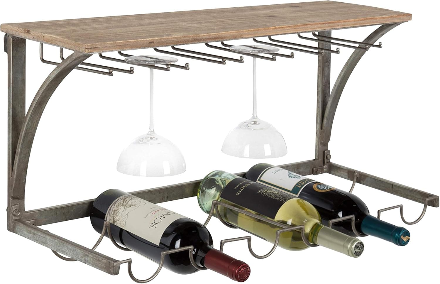 Kate and Laurel Fairchild Wood and Metal Wall Mounted Wine Rack