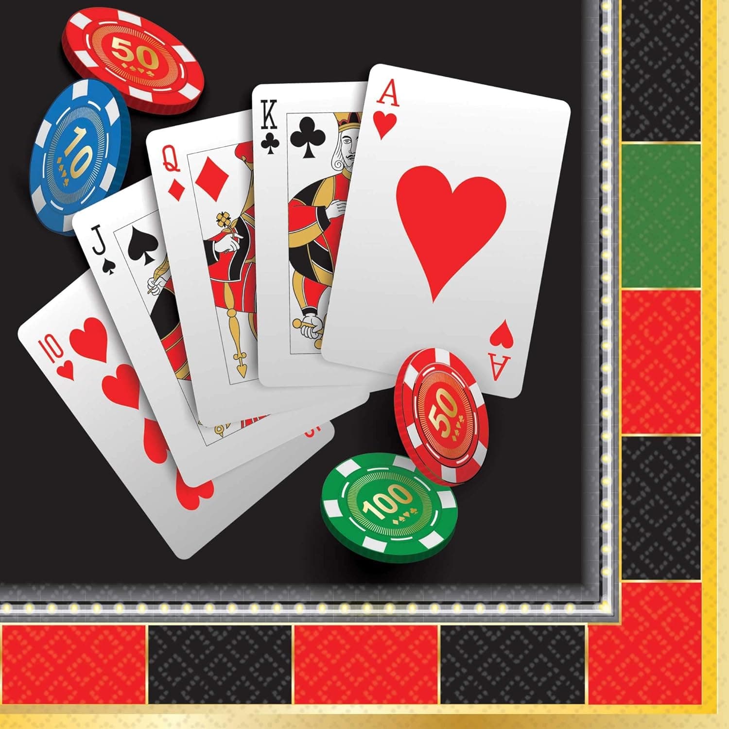 Roll The Dice Beverage Paper Napkins - 5" x 5" - Multicolor - Pack of 16
