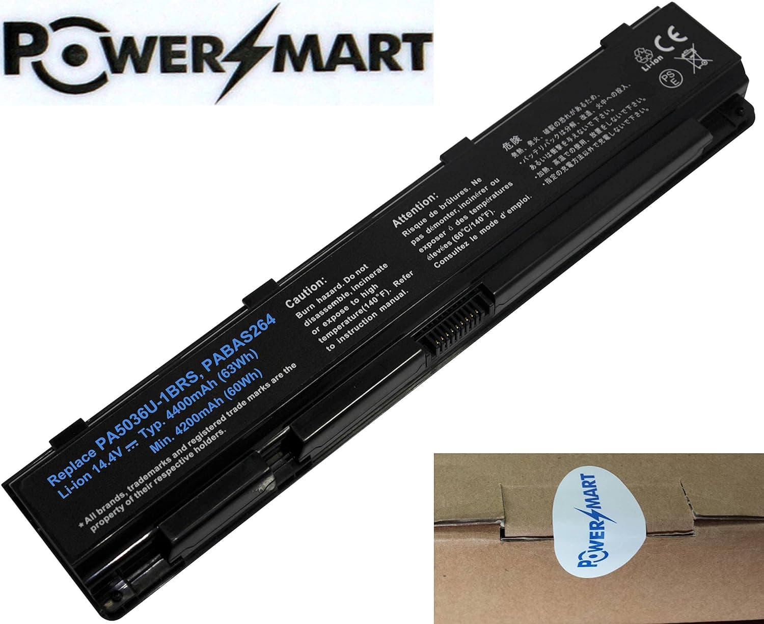 8 CELL 14.4V 4400mAh Li-ion battery PA5036U-1BRS, PABAS264 for TOSHIBA Qosmio X870, Qosmio X875 Series, (Fits selected models only),