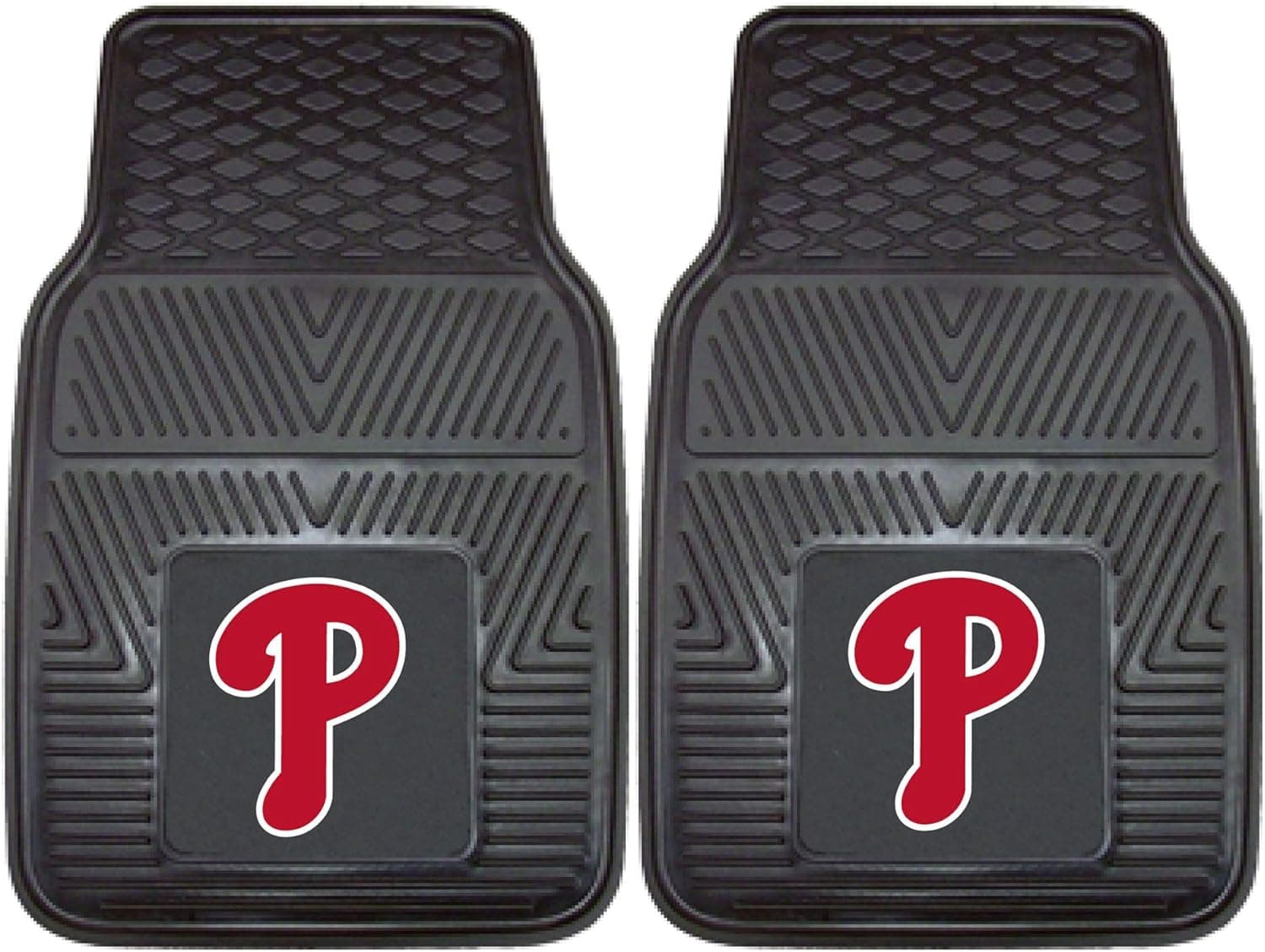 FANMATS 8845 Philadelphia Phillies 2-Piece Heavy Duty Vinyl Car Mat Set, Front Row Floor Mats, All Weather Protection, Universal Fit, Deep Resevoir Design